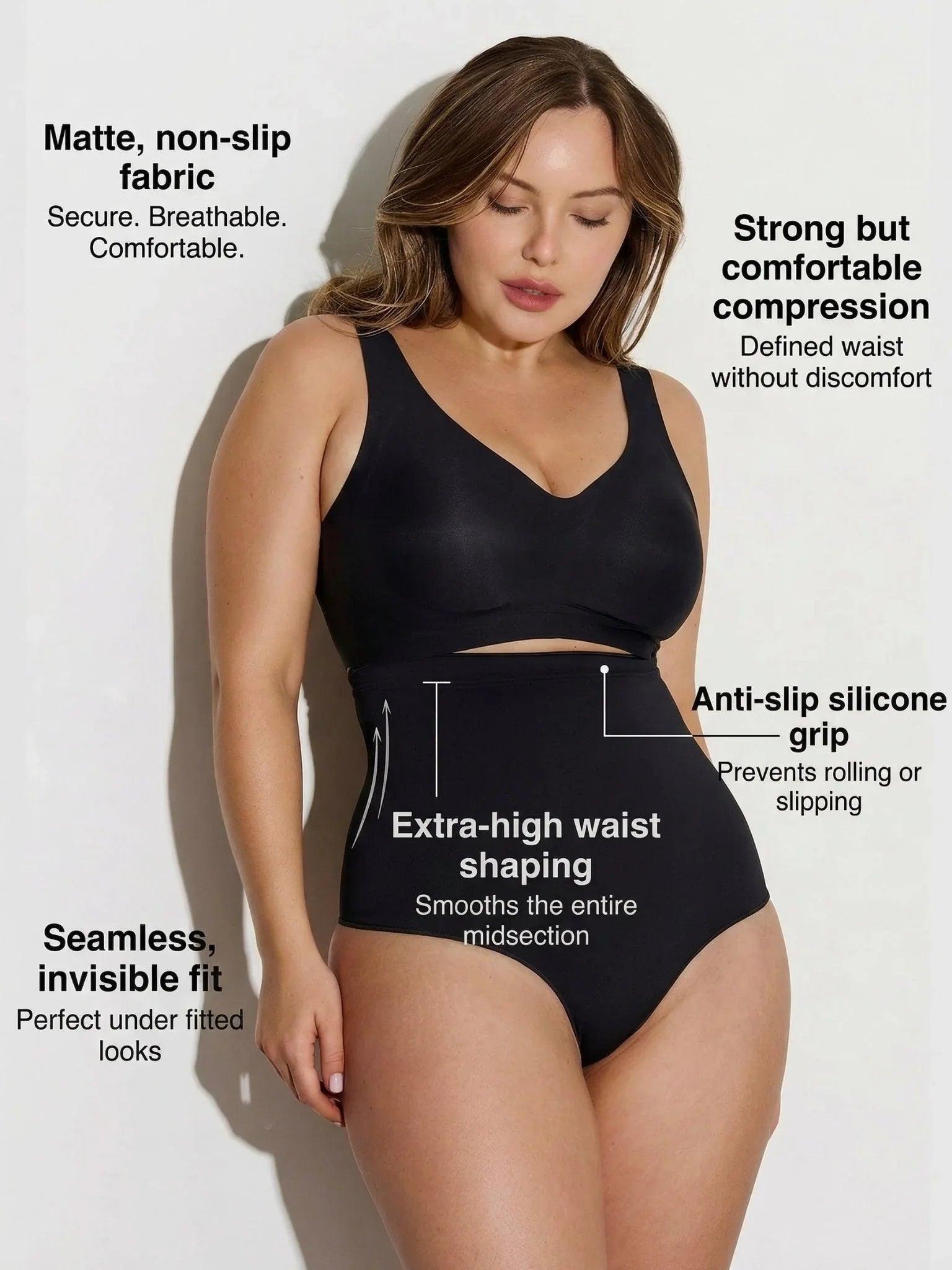 curvehold-shaping-thong-obsidian-high-waisted-seamless-shapewear-4168460 - ILARIA Intimates